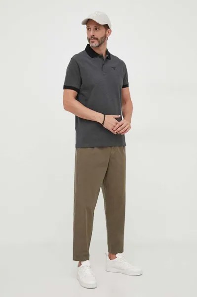 Хлопковая рубашка-поло Barbour, черный
