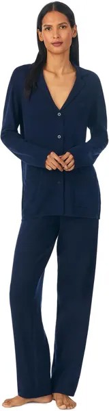 Пижамный комплект Notch из смеси хлопка и кашемира LAUREN Ralph Lauren, темно-синий