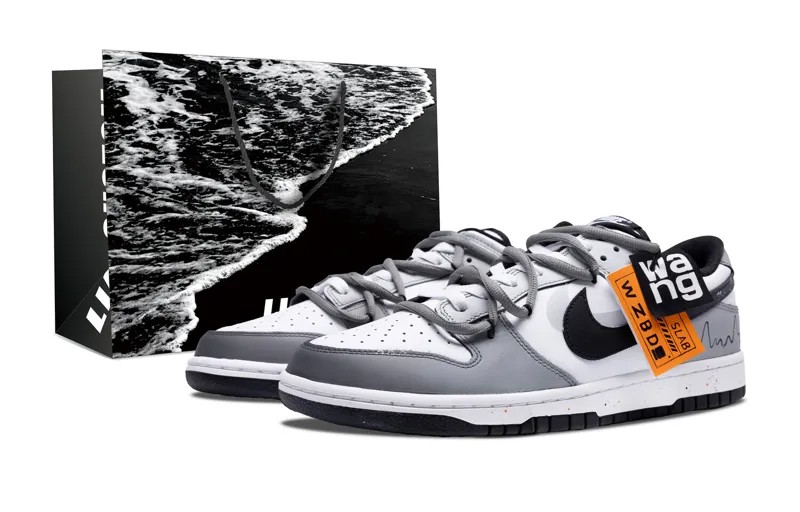 Кроссовки Nike Dunk Skateboarding Shoes Unisex Low-top Grey/white/black, белый/серый