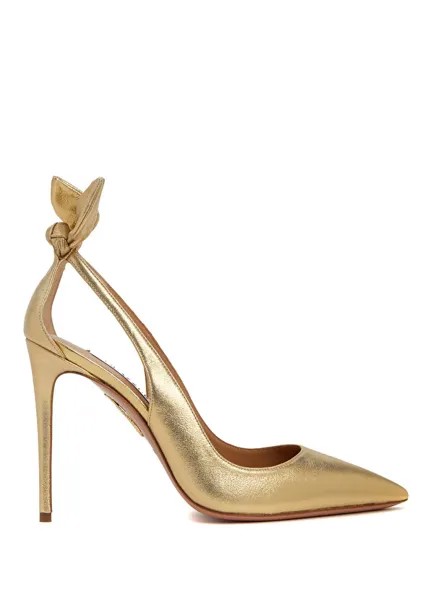 Золотые кожаные туфли на высоком каблуке Aquazzura