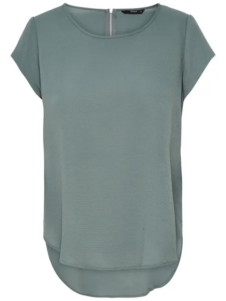 Блуза ONLY Einfarbige Kurzarm T Shirt Oberteil ONLVIC, зеленый
