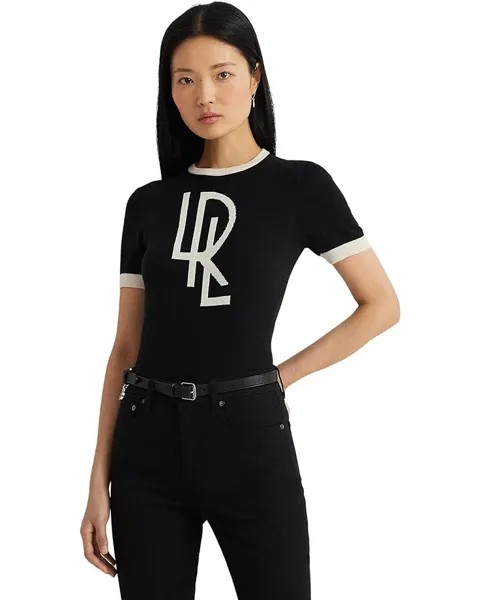 Свитер LAUREN Ralph Lauren Two-Tone Logo Short-Sleeve, цвет Black/Mascarpone Cream