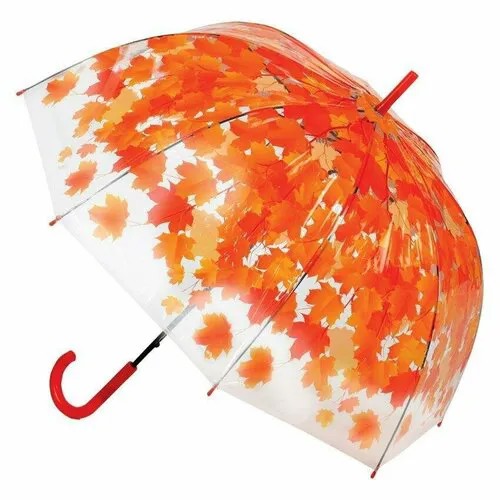 Зонт-трость Lukky, полуавтомат, купол 73 см., прозрачный, оранжевый