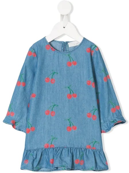 Stella McCartney Kids джинсовое платье с принтом вишен