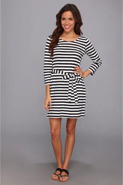 Платье Hatley Button Cuff Dress, цвет White Navy Stripe