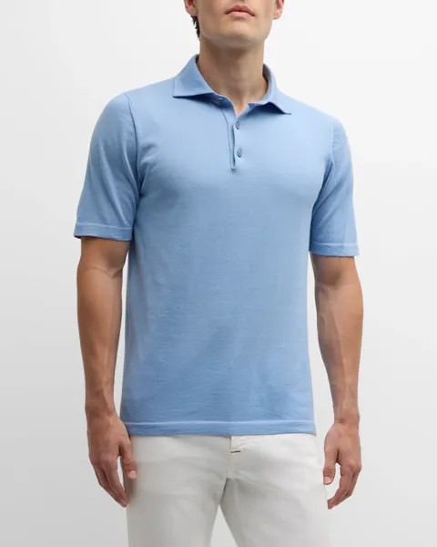 Мужская хлопковая рубашка-поло Kiton, цвет Light Blue