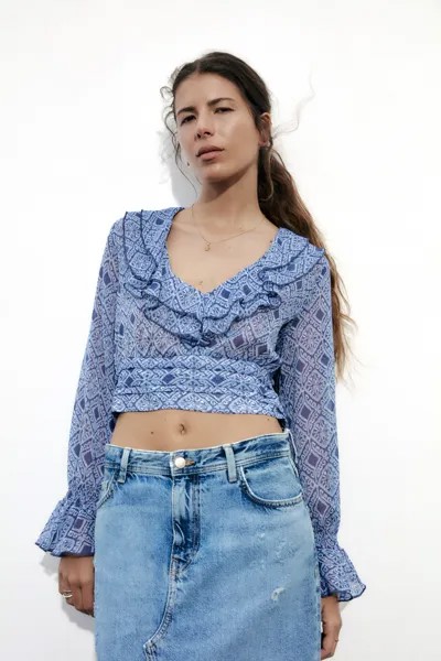 Блуза женская ZARA 09878087 синяя XL (доставка из-за рубежа)
