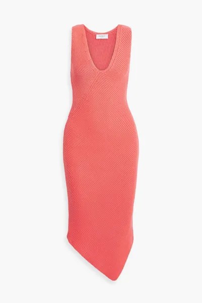 Платье миди Lucasse асимметричного кроя из смесового хлопка в рубчик EQUIPMENT, коралловый