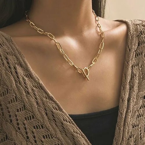 Колье, длина 43.5 см, золотой