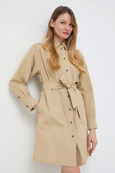Хлопковое платье Weekend Max Mara, бежевый