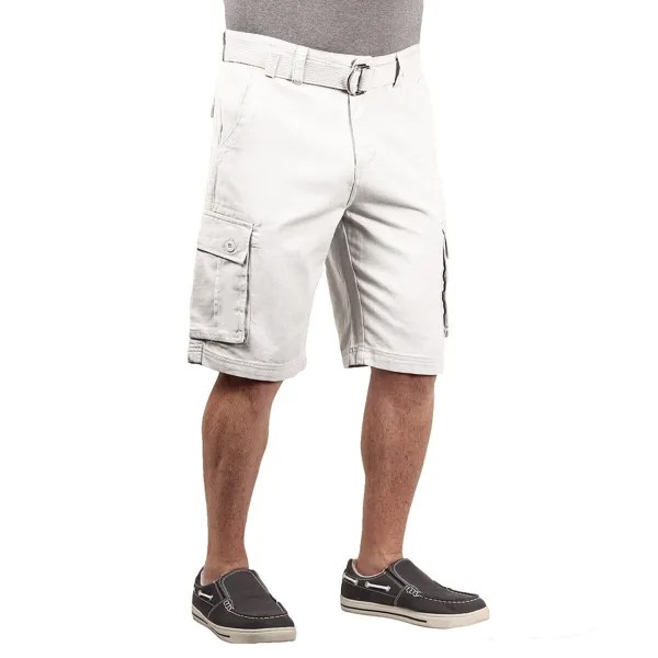 Мужские шорты-карго из твила с поясом, летние шорты с несколькими карманами, белые 30