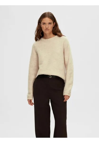 Свитшот Selected Femme SLFLIVE LS KNIT O-NECK, цвет birch