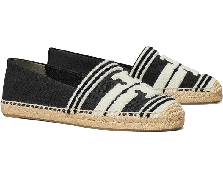 Туфли на плоской подошве Tory Burch Double T Espadrille, цвет Nero/Light Alabaster