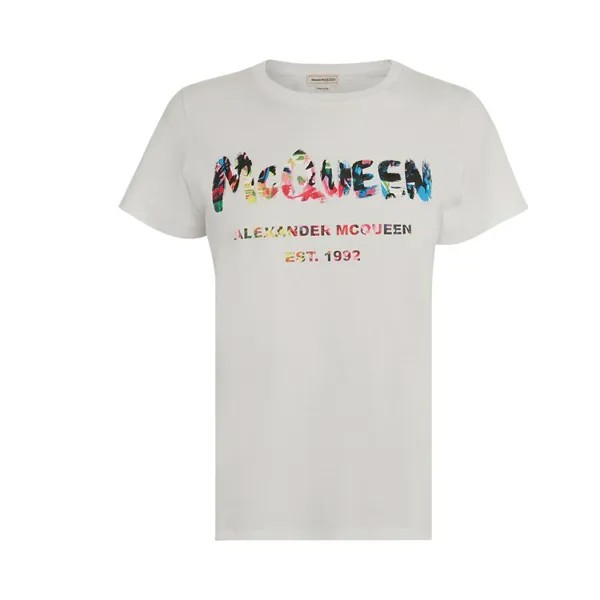 Футболка Alexander McQueen Graffiti 'White', белый