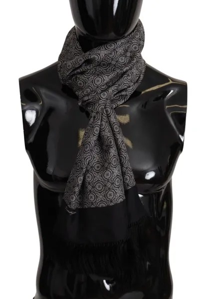 DOLCE - GABBANA Шарф Черно-белый шелковый платок в стиле барокко 180см x 30см 620долл. США