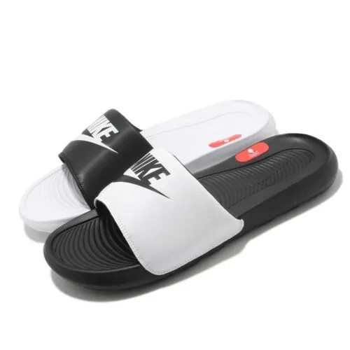Белые черные мужские тапочки Nike Victori One Slide Mix, сандалии без шнуровки DD0234-100