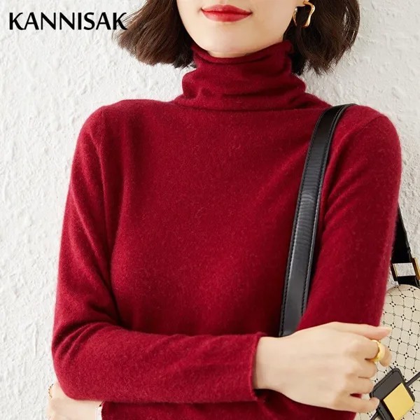 Осенне-зимний женский свитер с высоким воротником, тонкий базовый пуловер, корейская мода, корейские вязаные топы, облегающие тянущиеся теплые джемперы
