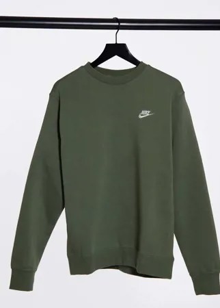 Свитшот цвета хаки с круглым вырезом Nike Club-Зеленый