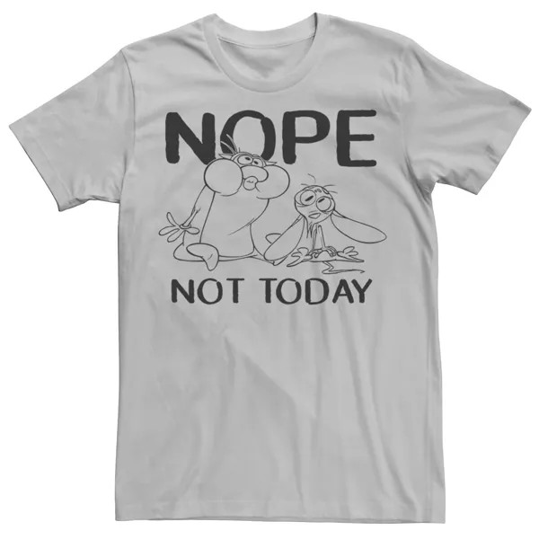Мужская футболка Ren & Stimpy Nope Not Today с эскизом Nickelodeon, серебристый