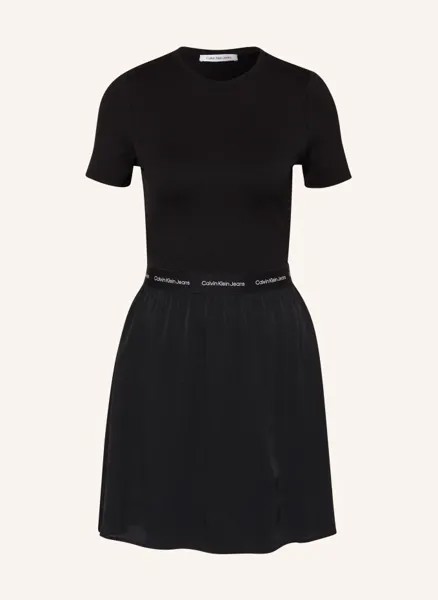 Платье из разных материалов Calvin Klein Jeans, черный