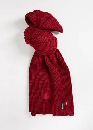Бордовый вязаный шарф в рубчик Bolongaro Trevor-Красный