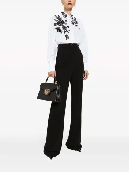 Dolce & Gabbana рубашка с длинными рукавами и цветочным кружевом, белый