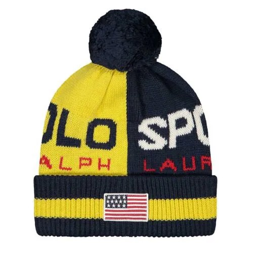 [PC0373-722] Мужская вязаная шапка Polo Ralph Lauren Polo Sport с цветными блоками