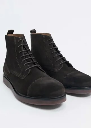 Замшевые коричневые ботинки со вставкой на носке H by Hudson-Коричневый цвет