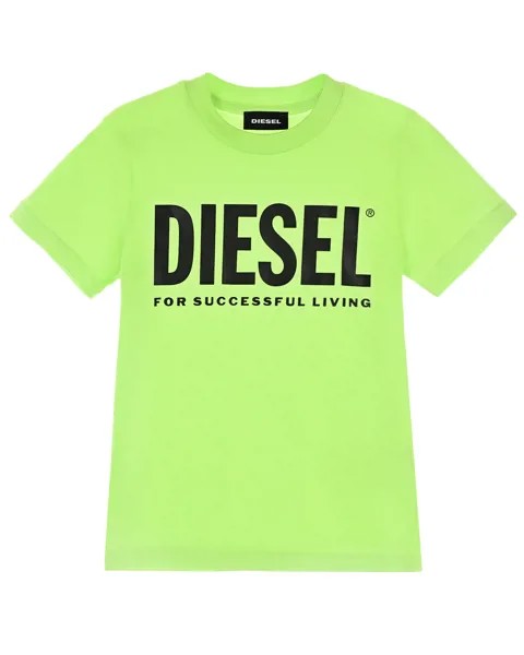 Салатовая футболка с логотипом Diesel детская