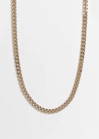 Золотистое массивное ожерелье с плотными звеньями Topman-Золотистый