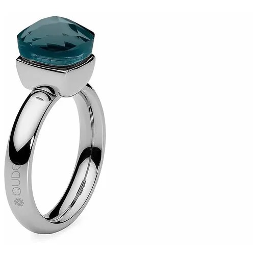 Кольцо Qudo, кристалл, размер 18.5, синий, серебряный