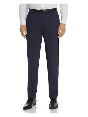 THEORY Мужские синие эластичные брюки с прямыми штанинами и плоской передней частью, приталенные брюки из смесовой шерсти, 30