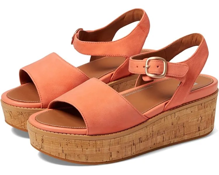 Туфли FitFlop Eloise Cork-Wrap Suede Back-Strap Wedge Sandals, цвет Sunshine Coral