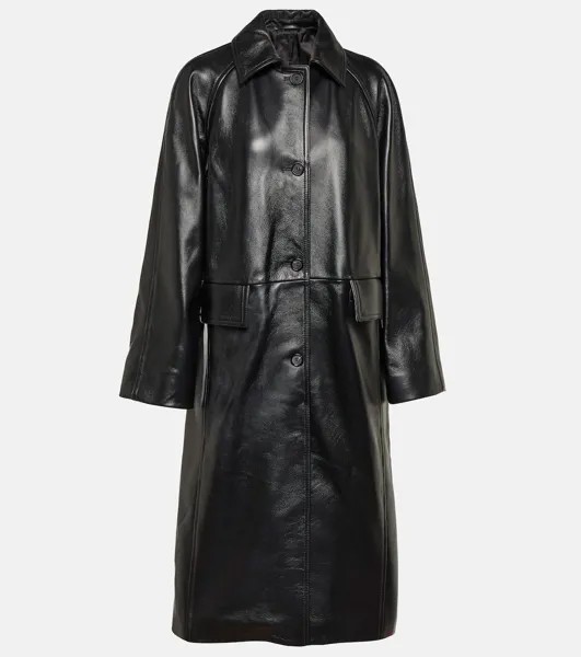 Кожаное пальто Toteme, черный