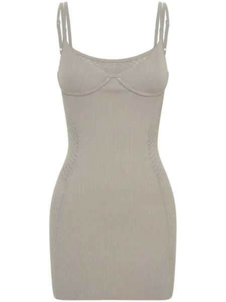 Dion Lee платье мини Serpent в рубчик, нейтральный цвет