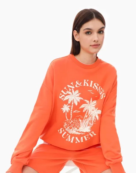 Свитшот женский Gloria Jeans GAC019071 оранжевый L-XL/170