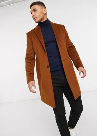 Коричневое пальто из искусственной шерсти Topman-Коричневый