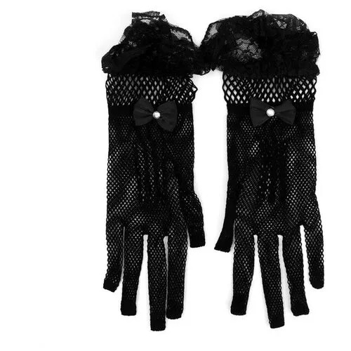 Карнавальные перчатки, цвет черный, короткие 9197370