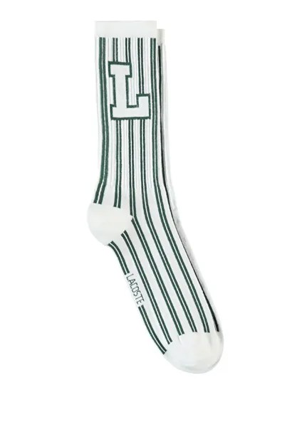 Полосатые зеленые длинные носки унисекс Lacoste