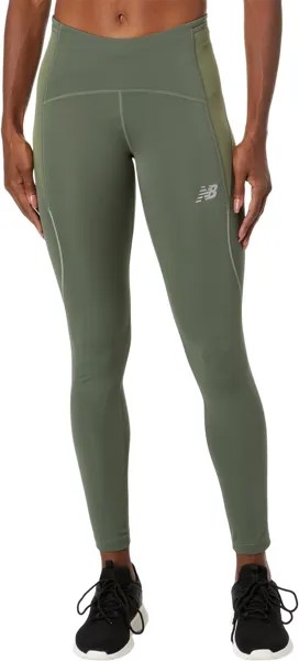 Брюки Impact Run Tights New Balance, цвет Deep Olive Green