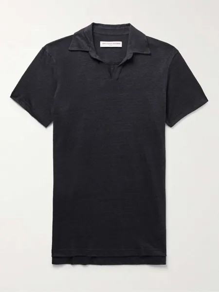 Рубашка поло Felix Slim-Fit Slub из льна и джерси ORLEBAR BROWN, черный