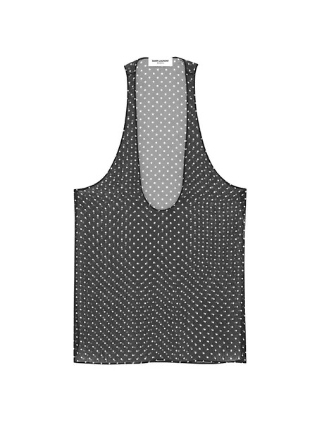 Прозрачная майка из шелкового муслина Saint Laurent, цвет marron craie