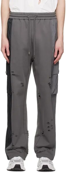 Серые брюки карго с контрастными карманами Feng Chen Wang