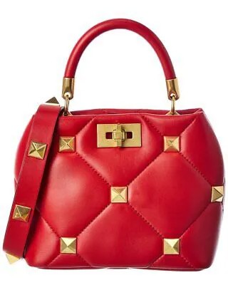 Маленькая кожаная женская сумка через плечо Valentino Roman с ручкой, красная