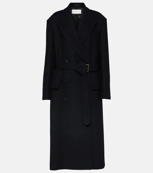 Двубортное пальто rufia из смесовой шерсти. Dries Van Noten, черный