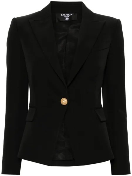 Balmain однобортный шерстяной жакет, черный