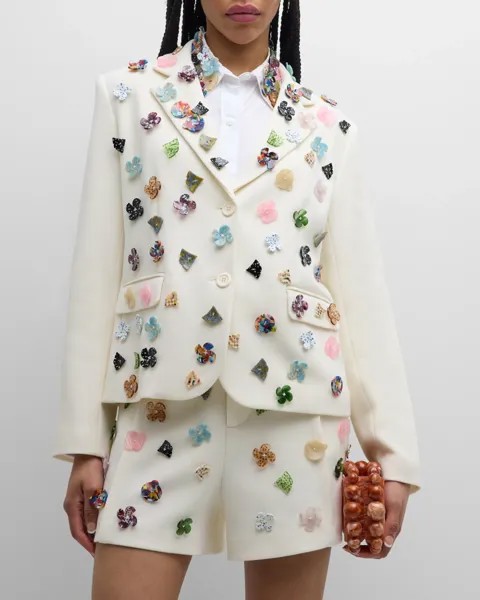 Украшенный однобортный короткий жакет Button Town Libertine, цвет Ivo