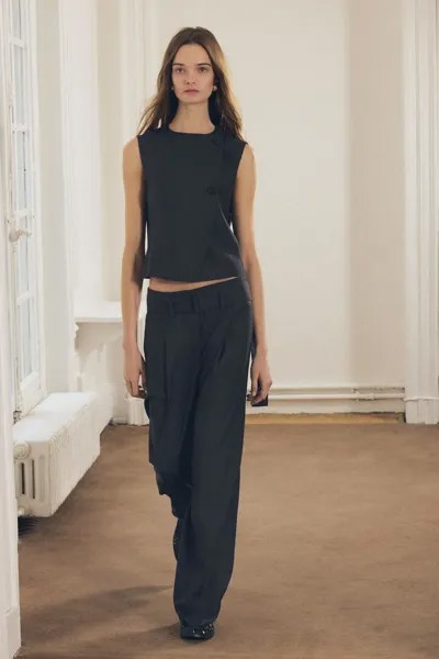 Брюки с поясом ZARA, темно-серый