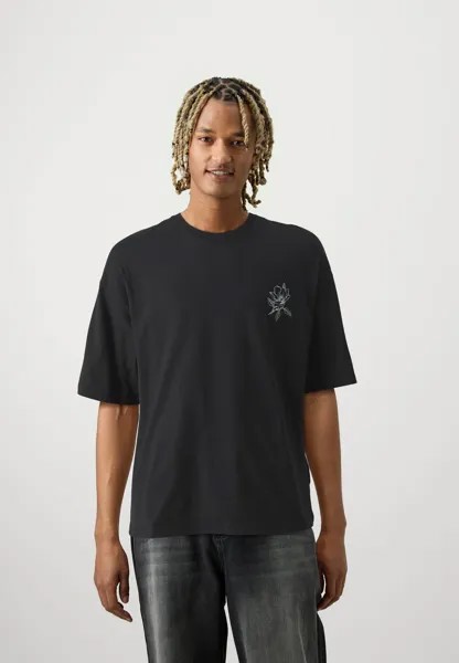 Футболка с принтом Jorcharge Graphic Tee Crew Neck Unisex Jack & Jones, черная