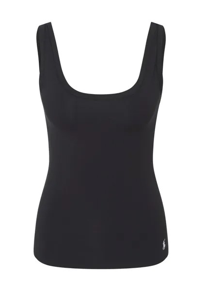 Майка Cotton Slub, овальный вырез, однотонная, женская POLO RALPH LAUREN, цвет Onyx